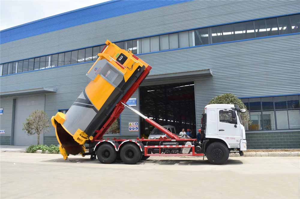 國六18方東風專底后雙橋 勾臂垃圾車 國六18方東風專底后雙橋 勾臂垃圾車